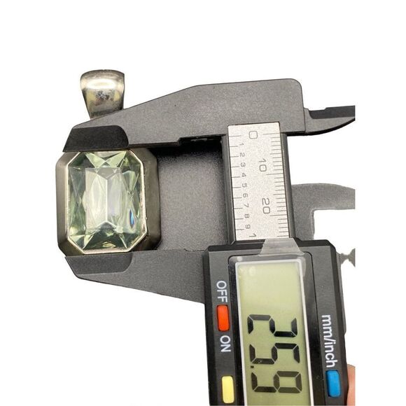 Vintage emerald shape glass pendant matching post earrings tested .500 silver co - Picture 2 of 7